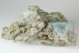 Blue Stepped Fluorite Crystals on Smoky Quartz With Chalcopyrite #186059-3